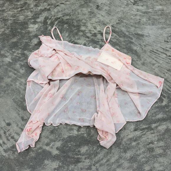 NWT See You Monday Womens M Light Pink Ditsy Floral Pattern Baby Doll Top Straps - Picture 3 of 7